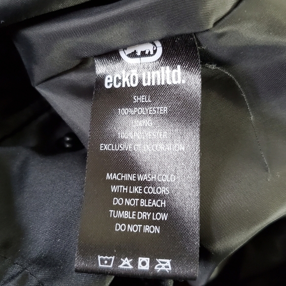 Ecko Unlimited Big Logo Bomber Jacket 2XL Rhino Spell Out Snap Front Y2K Satiny - Picture 12 of 14